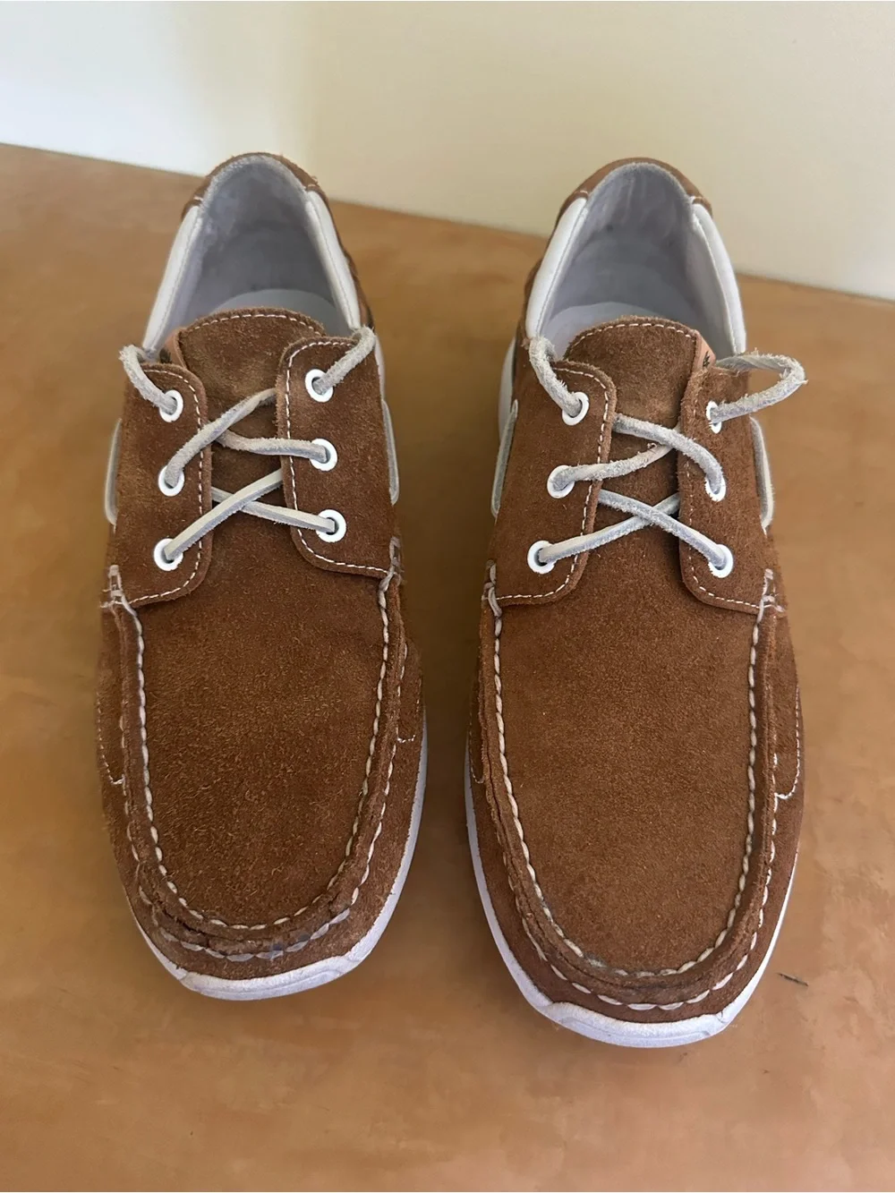 Visvim Hockney Folk Suede Boat Shoes in Light Brown, Size 12, Great Condition!